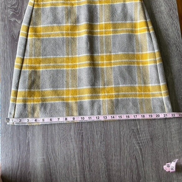 Loft Women's Yellow Gray Plaid Wool Blend Mini Fully Lined Side Zip Skirt Size 6 - Picture 11 of 11